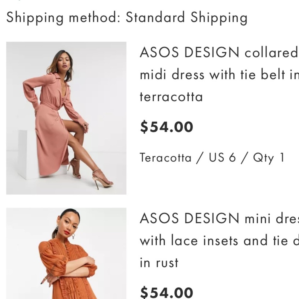 ASOS DESIGN collared wrap midi dress with tie belt in terracotta